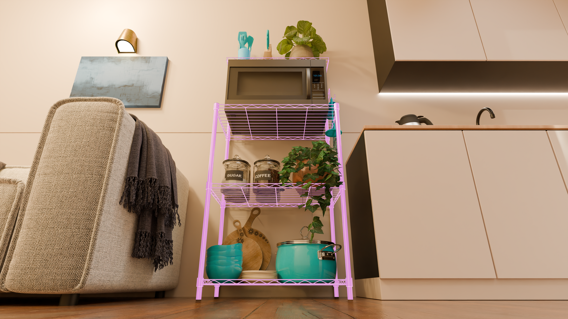 Tune Home 3-Tier Microwave Oven Metal Wire Storage Rack - Tune home