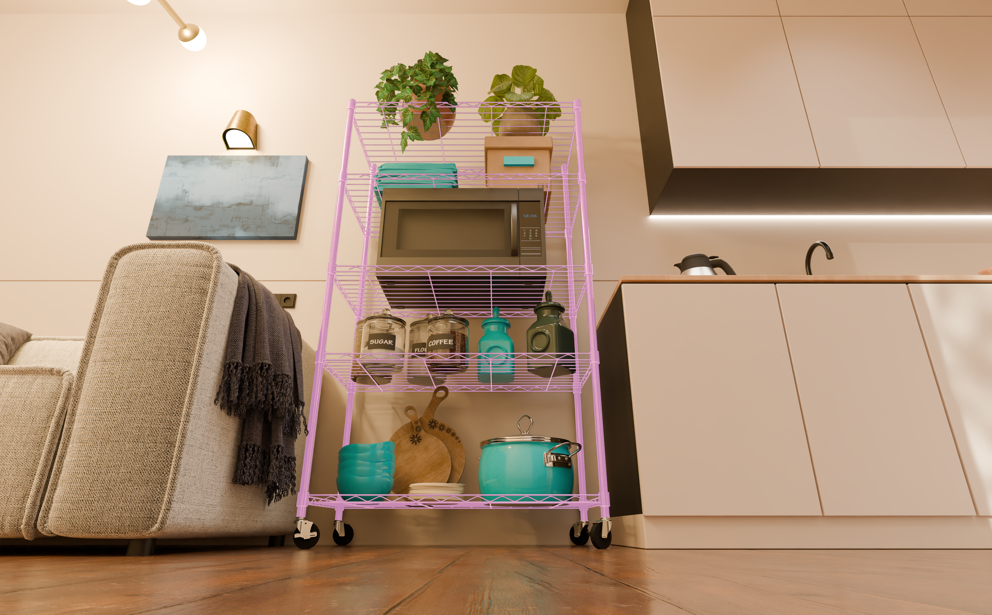 Tune Home 5 Tier Metal Wire Storage Rack with Wheels - Tune home