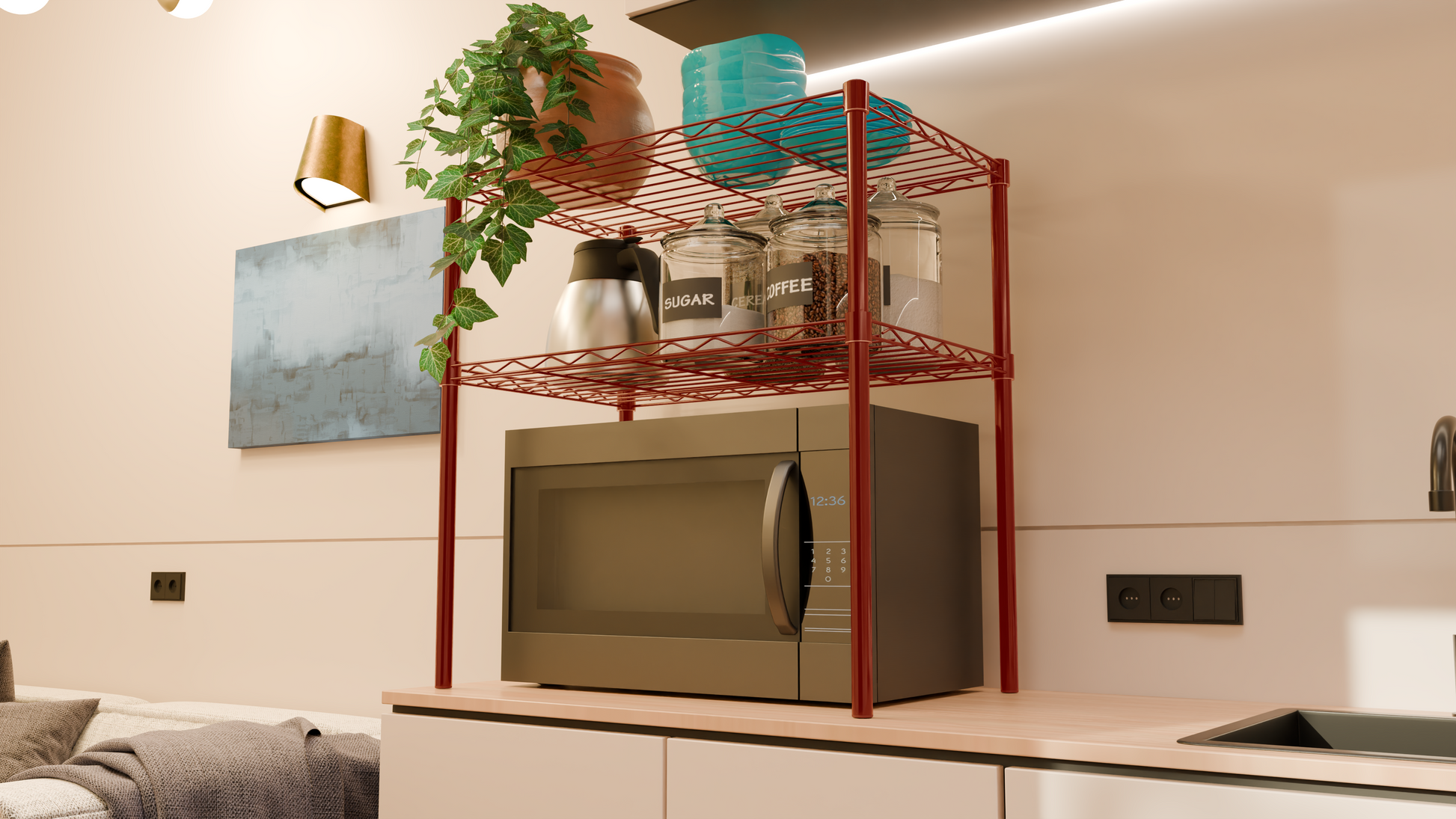 Tune Home 2-Tier Compact Microwave Storage Rack - Tune home