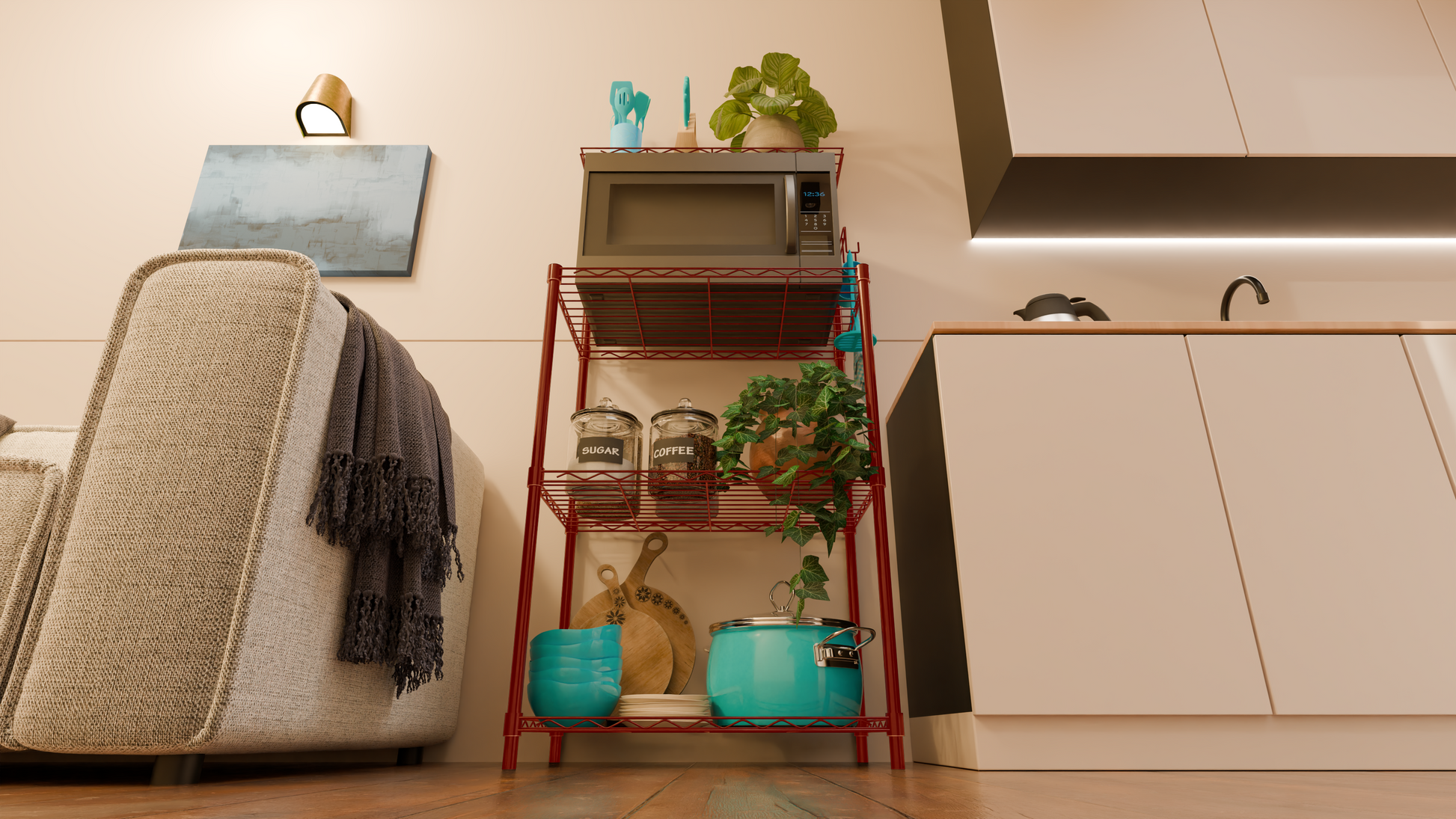 Tune Home 3-Tier Microwave Oven Metal Wire Storage Rack - Tune home