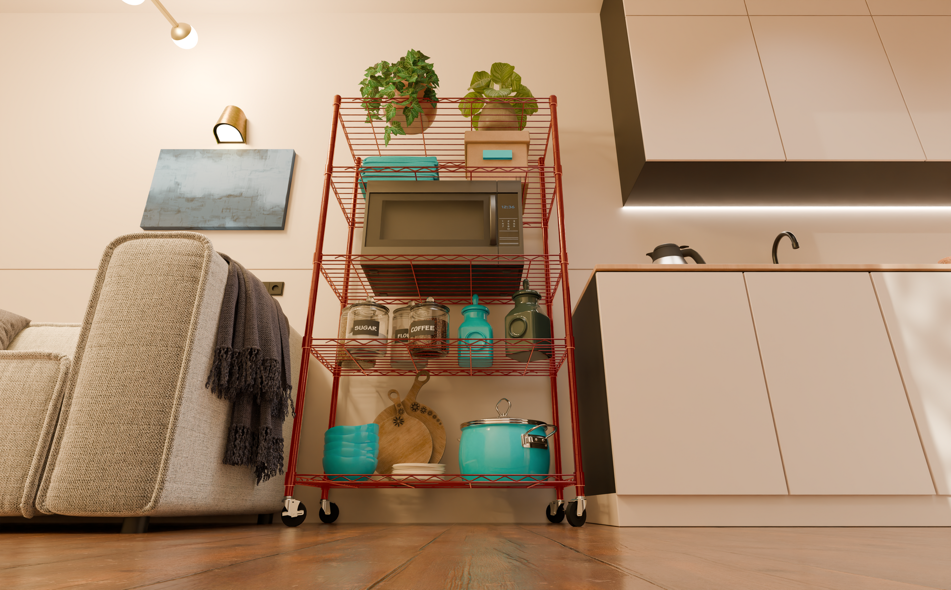 Tune Home 5 Tier Metal Wire Storage Rack with Wheels - Tune home