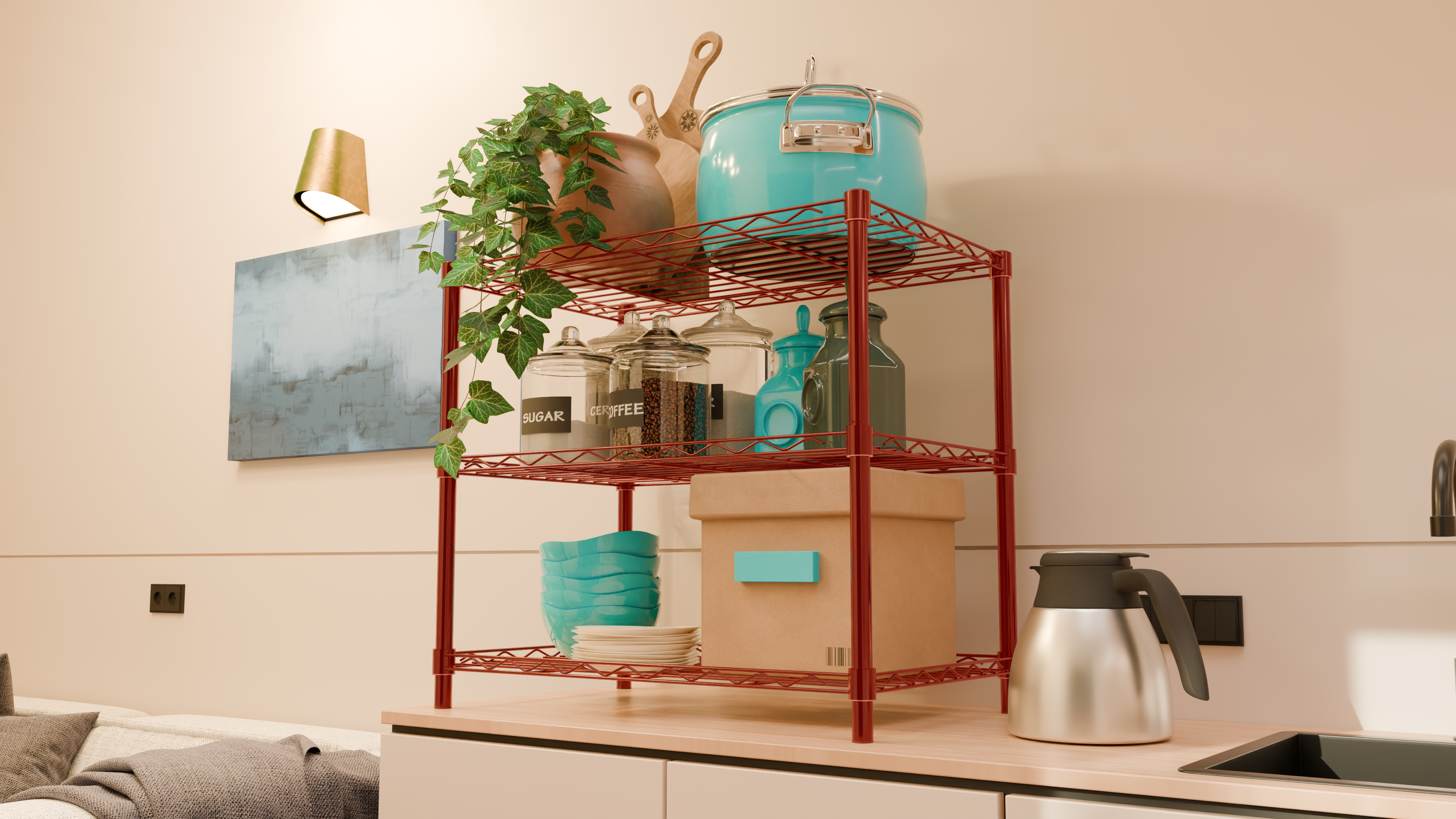 Tune Home 3 Tier Countertop Metal Wire Storage Rack - Tune home