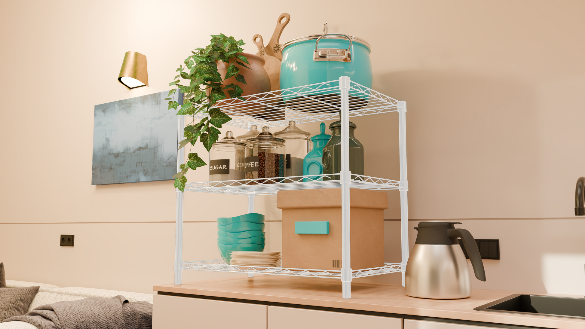 Tune Home 3 Tier Countertop Metal Wire Storage Rack - Tune home