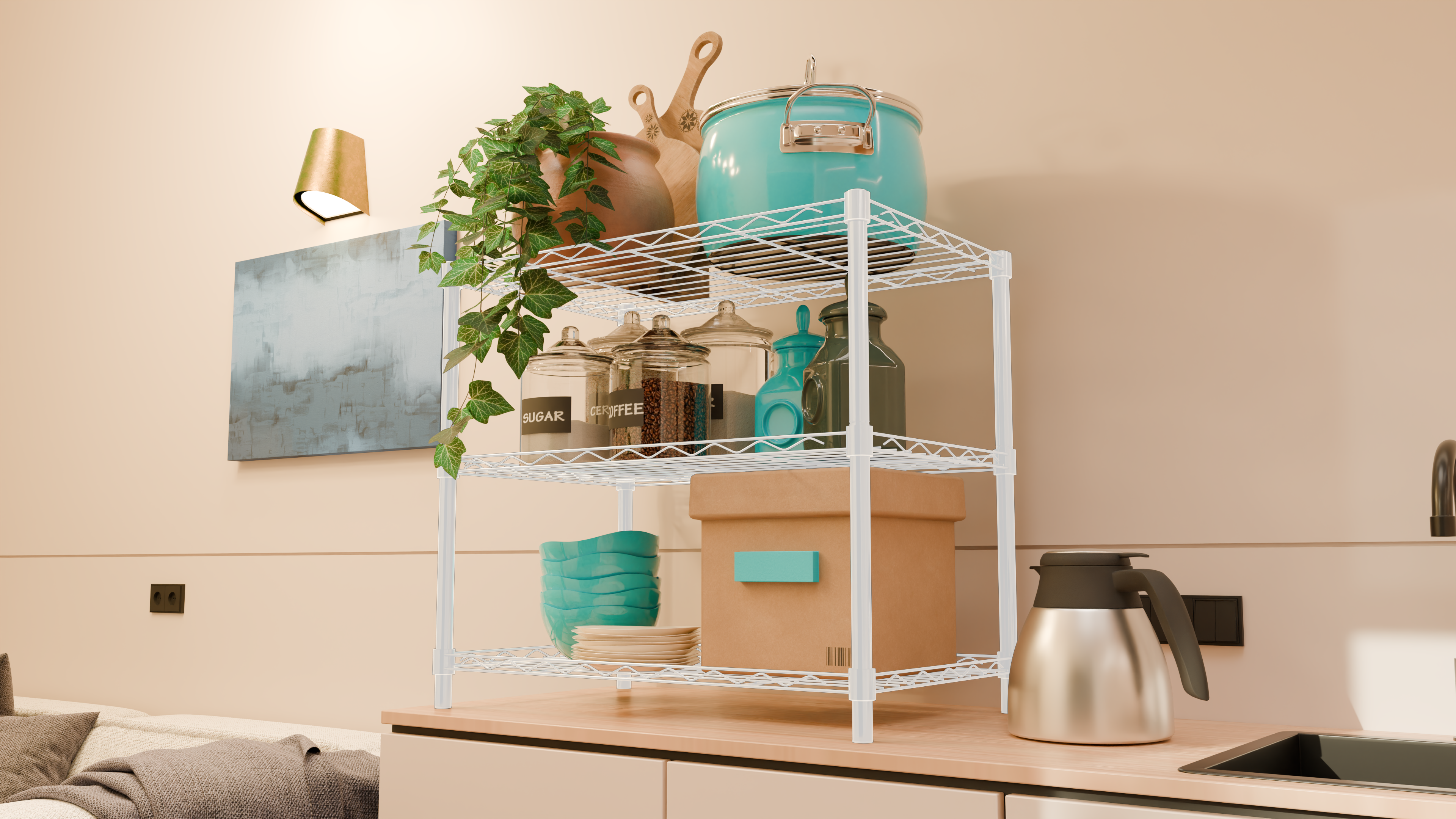 Tune Home 3 Tier Countertop Metal Wire Storage Rack - Tune home