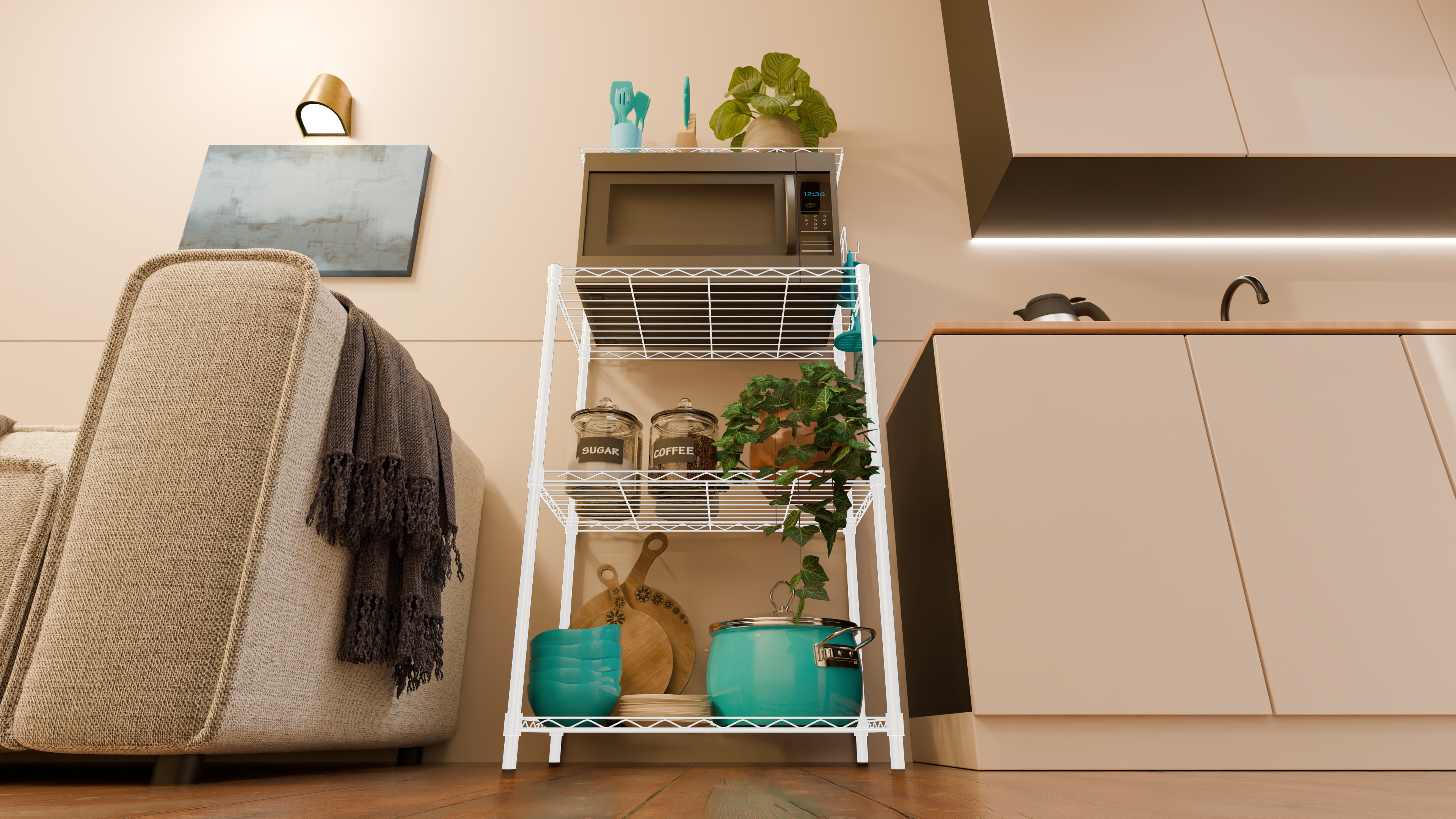 Tune Home 3-Tier Microwave Oven Metal Wire Storage Rack - Tune home