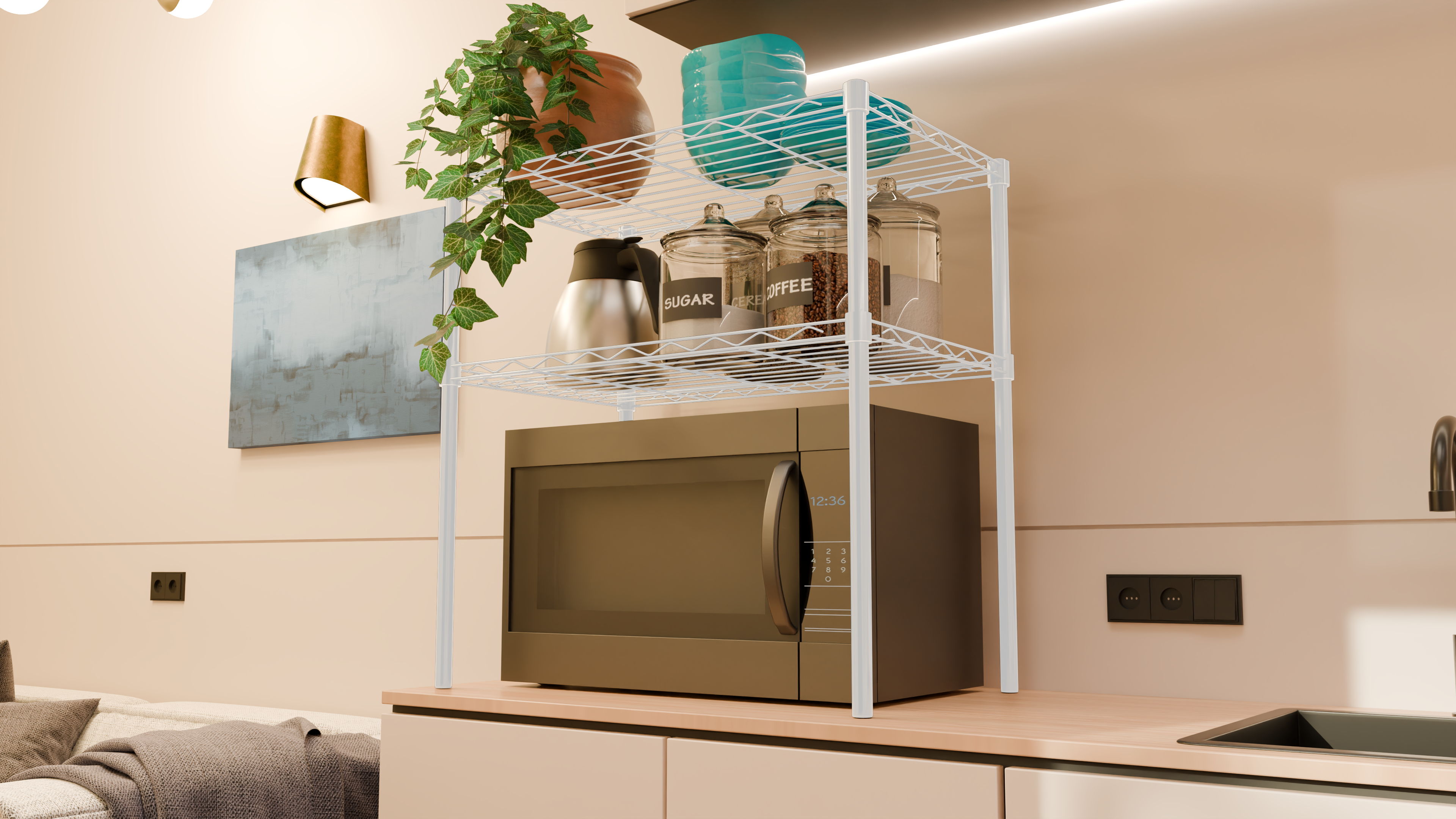 Tune Home 2-Tier Tall Microwave Storage Rack - Tune home